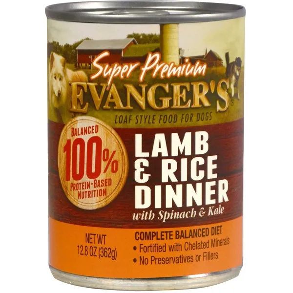 12/12.5 oz. Evanger's Super Premium Lamb & Rice Dinner For Dogs - Food